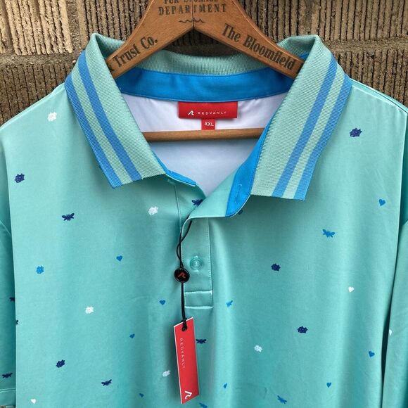 Redvanly Men's XXL‎ Blue Green Golf Polo Unique Langham Stretch Athletic Luxury - Picture 1 of 7